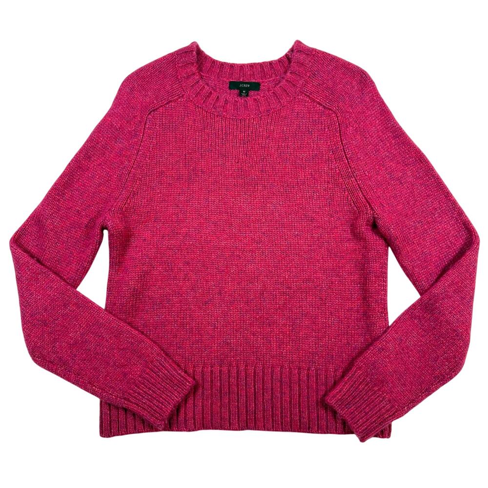 J. Crew Relaxed Saddle Sleeve Pullover Crewneck Sweater Heather Pink Medium